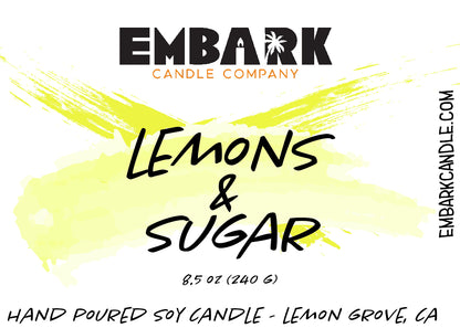 Embark lemons and sugar candle label